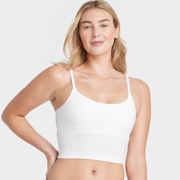 Auden Women's Lightly Lined Cropped Tank Top Cami Bralette White Stretch Large - Picture 1 of 5